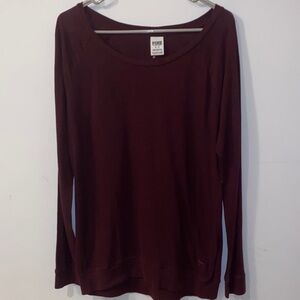 5/$50 PINK Victoria's Secret Deep Red Long Sleeve Tee